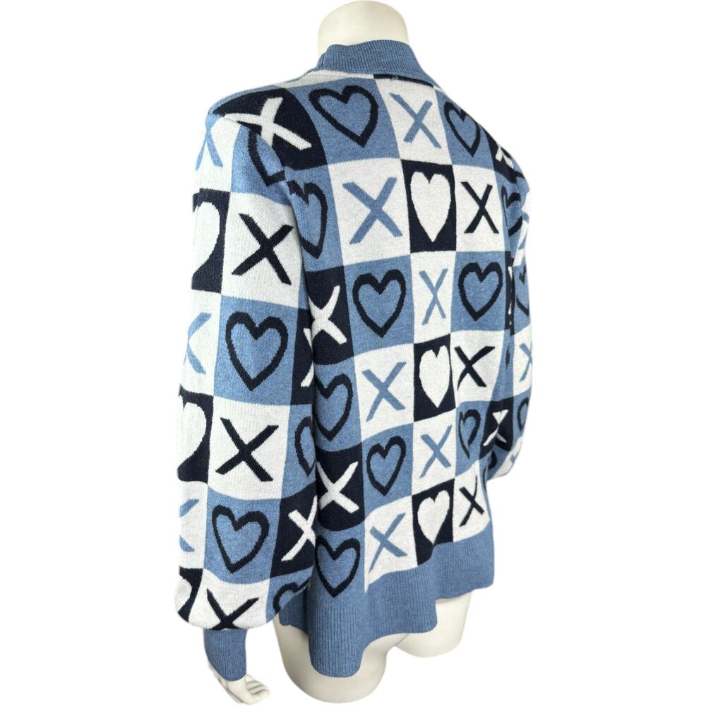 Studio Park X Courtney Khondabi Heart Sweater Blue Small Valentine Winter - Picture 12 of 12